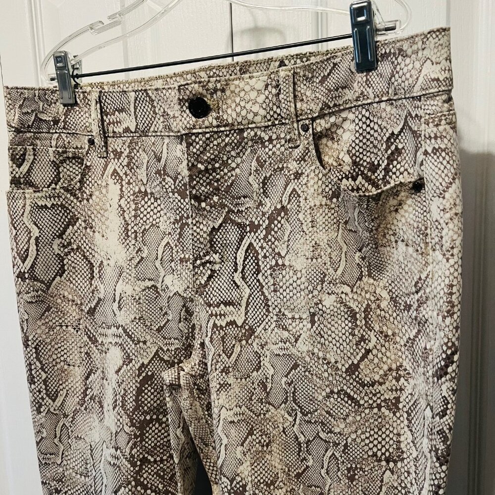 White House Black Market-Women's Snake Skin Print-High Rise Ankle Pants-Stretch - Picture 7 of 16